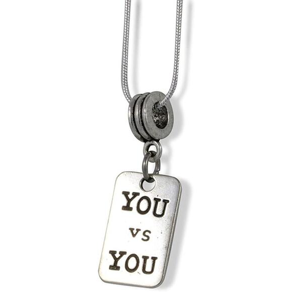 You vs You Inspirational Fitness Gym Charm Necklace - Picture 1 of 4